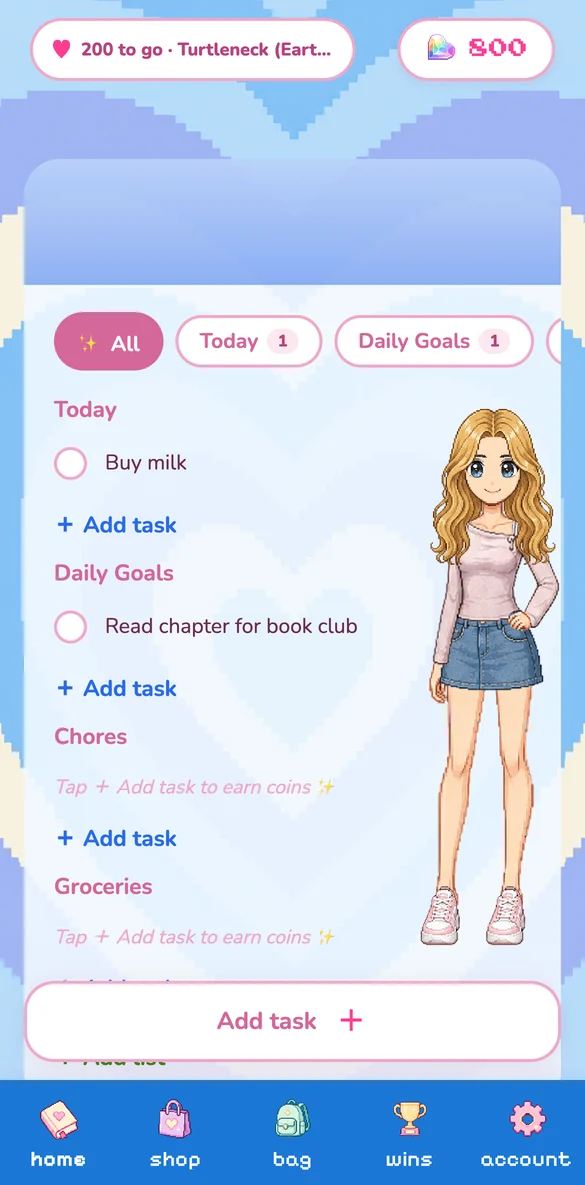 PeachNote task list in the Lots of Luv theme